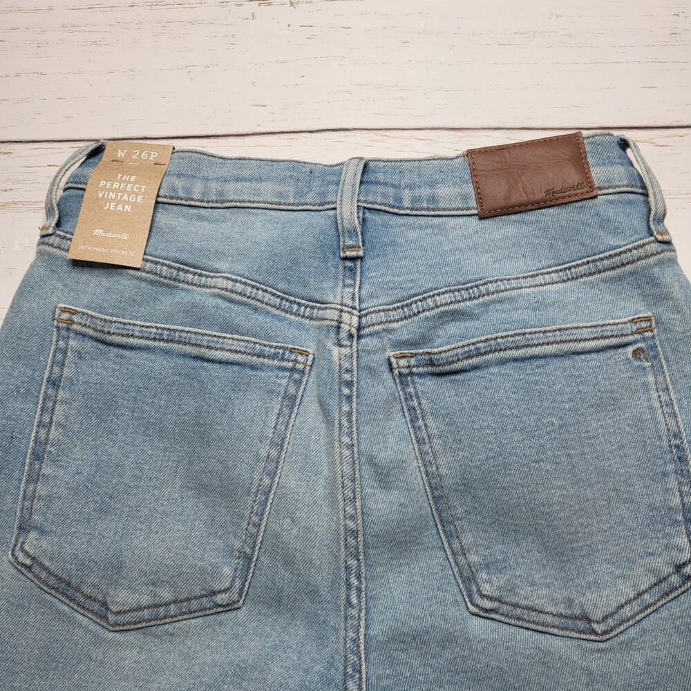 Madewell Petite Perfect Vintage Jeans Light Coffee Wash Worn In Edition Rip 26P - Picture 6 of 14